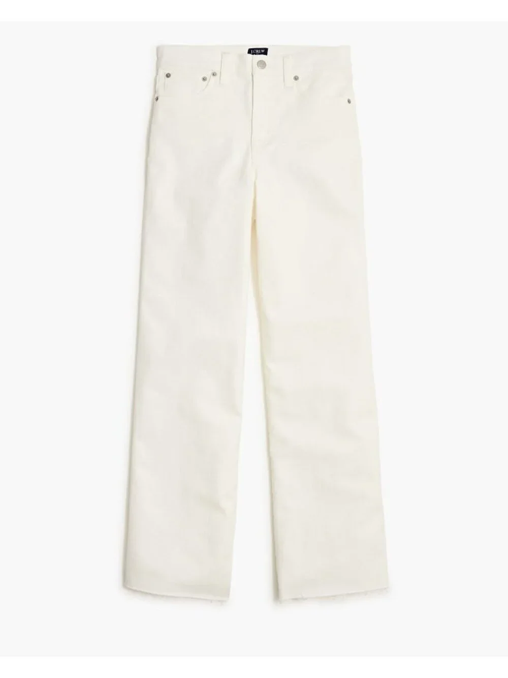 J Crew Womens Wide Leg Cropped Jean 30P 30 Petite White Raw Hem All Day Stretch